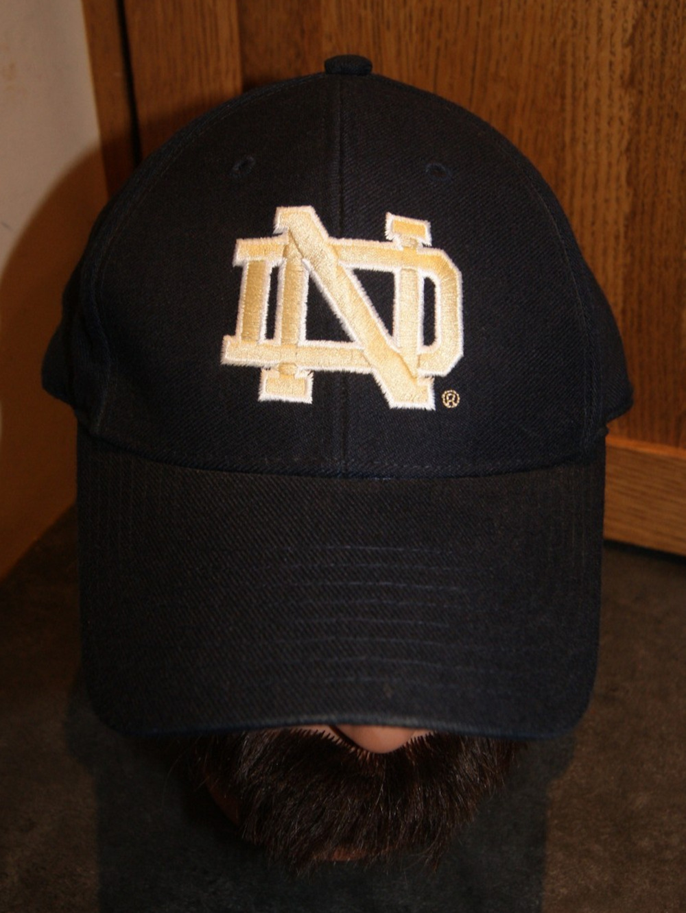 Vintage 90s Notre Dame Fighting Irish Blue Wool Blend Fitted 7 5/8 Hat Cap